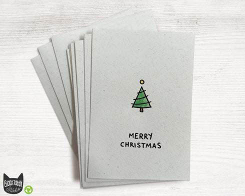 Minimalist Christmas Tree with Circle - Merry Christmas Cards