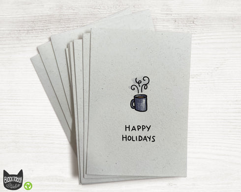 Hot Drink in a Blue Mug - Happy Holidays Cards