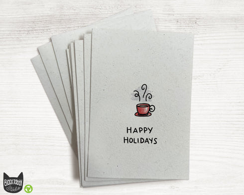 Hot Drink in a Red Mug - Happy Holidays Cards