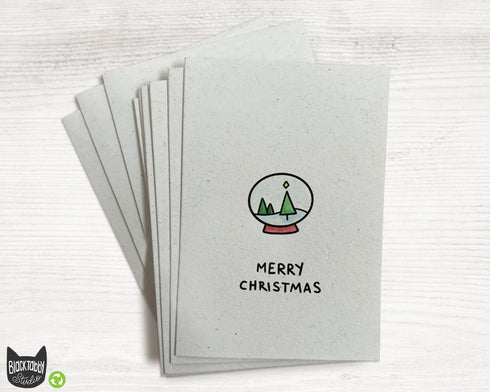 Snow Globe with a Christmas Tree - Merry Christmas Cards