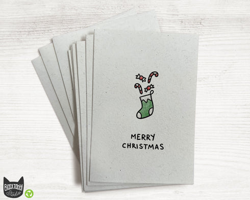 Green Stocking with Candy - Merry Christmas Cards