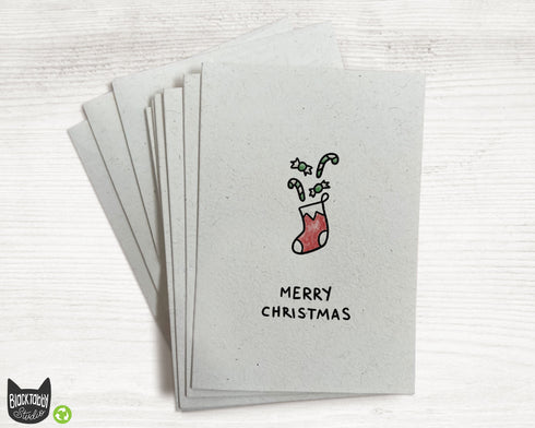 Red Stocking with Candy - Merry Christmas Cards
