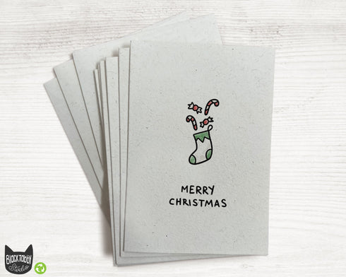 White Stocking with Candy - Merry Christmas Cards