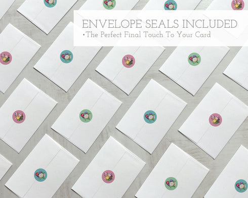 Vintage Flowers - 24 Note Cards & Envelopes with Seal Stickers