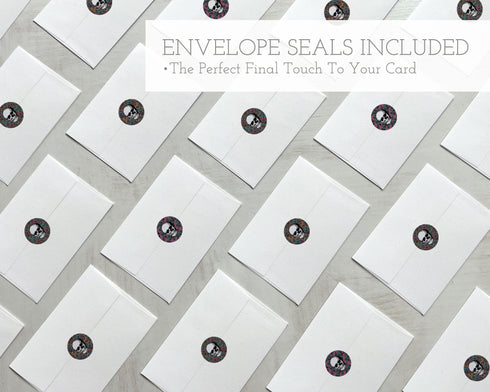 Vintage Still-Life Skulls and Flowers - 24 Note Cards & Envelopes with Seal Stickers