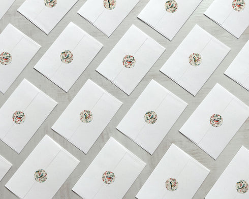 Vintage Christmas Birds - 48 Sticker Seals