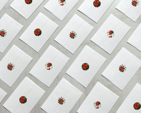 Vintage Holiday Poinsettias - 46 Sticker Seals