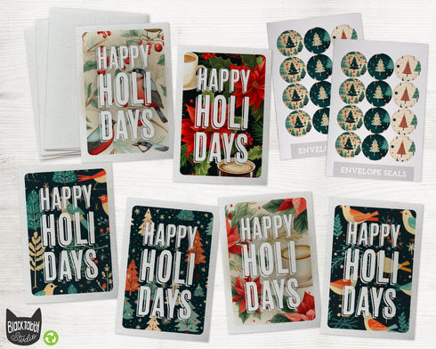 Wrapping Paper Holiday - 24 Note Cards & Envelopes with Seal Stickers