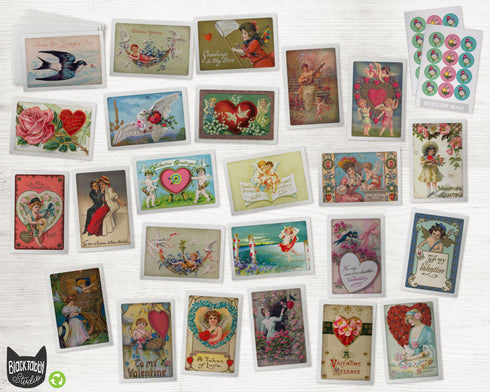 Vintage Valentine's Love - 24 Note Cards & Envelopes with Seal Stickers
