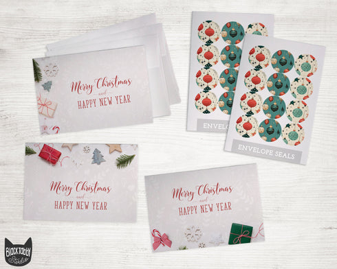 Holiday Trinkets Christmas Cards Set - 24 Holiday Cards & Envelopes with Seal Stickers