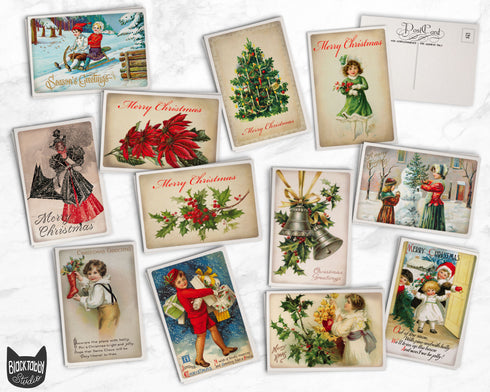 Retro Christmas Friends - 24 Postcards