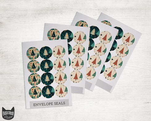 Vintage Christmas Trees - 46 Sticker Seals