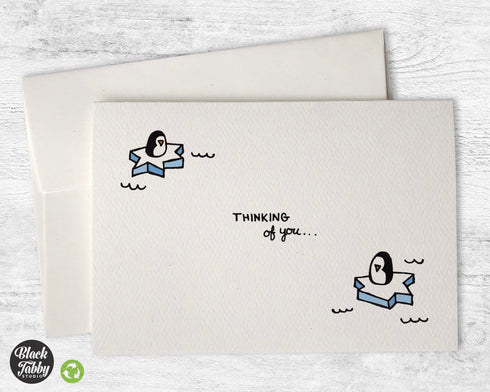 Drifting Penguins - Thinking of You Cards & Envelopes