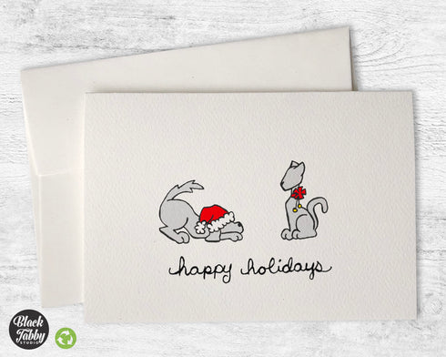 Festive Dog & Cat - Happy Holidays Cards