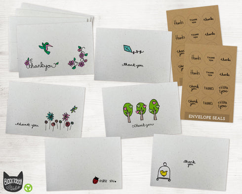 Spring Collection - 24 Thank You Cards & Envelopes with Seal Stickers
