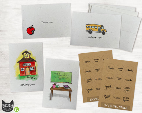 School Year Collection - 24 Thank You Cards with Envelopes & Seal Stickers