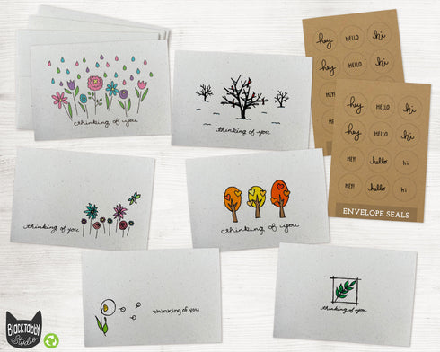 Nature Sympathy Collection - 24 Thinking of You Cards & Envelopes with Seal Stickers