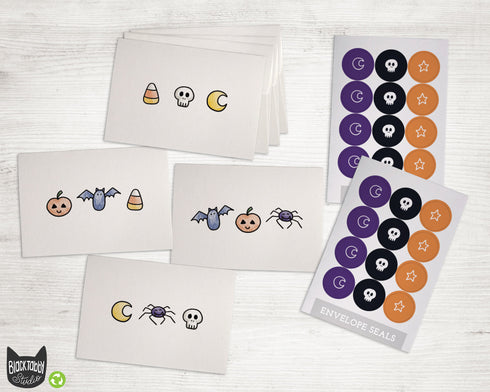 Halloween Bits & Bobs Trios Collection - 24 Cards with Envelopes & Seal Stickers