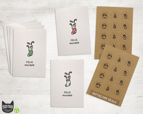 Medias Minimalistas Spanish Christmas Cards - Feliz Navidad - 24 Cards & Envelopes