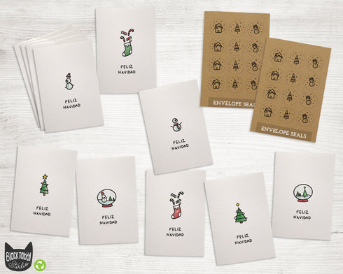 Minimalist Spanish Christmas Cards - Feliz Navidad - 24 Cards & Envelopes