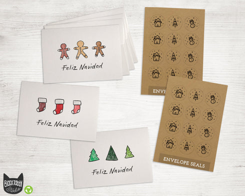 Minimalist Trios Spanish Christmas Cards - Feliz Navidad - 24 Cards & Envelopes