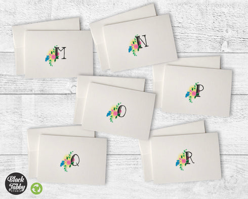 Floral Monogram {Choose From A-Z} - Note Cards