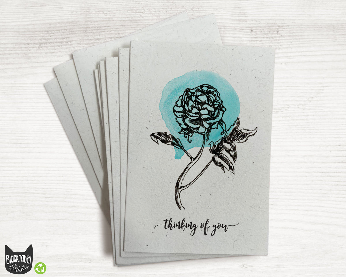 Botanical Peony - Thinking of You Cards – Black Tabby Studio