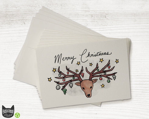Reindeer with Baubles - Merry Christmas Cards