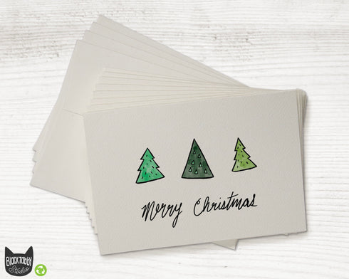 Three Little Pine Trees - Merry Christmas Cards