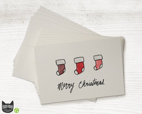 Three Red Stockings - Merry Christmas Cards