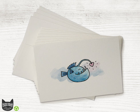 Cute Anglerfish - Set of Blank Greeting Cards