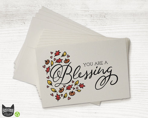 "You are a Blessing" Fall Thanksgiving Greeting Cards - 24 Cards with Envelopes