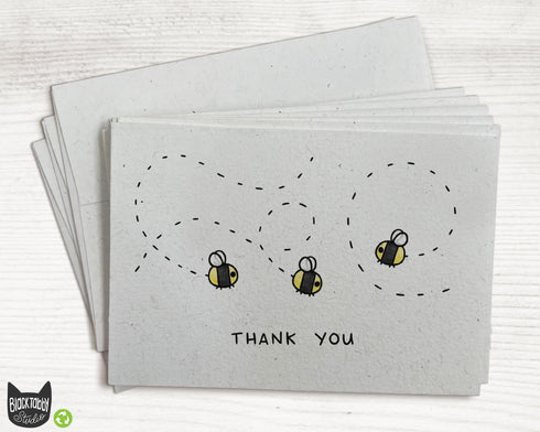 Fuzzy Buzzy Bees Thank You Cards - 24 Bee Thank You Cards with Envelopes