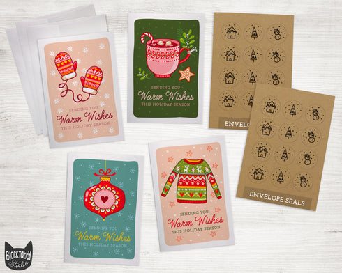 Warm Wishes Collection - 24 Greeting Cards & Envelopes with Seal Stickers