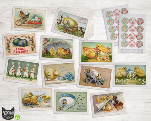 Vintage Easter - 24 Note Cards & Envelopes with Seal Stickers