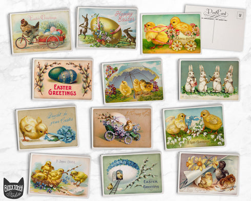 Vintage Easter Postcards - 24 Retro Postcards