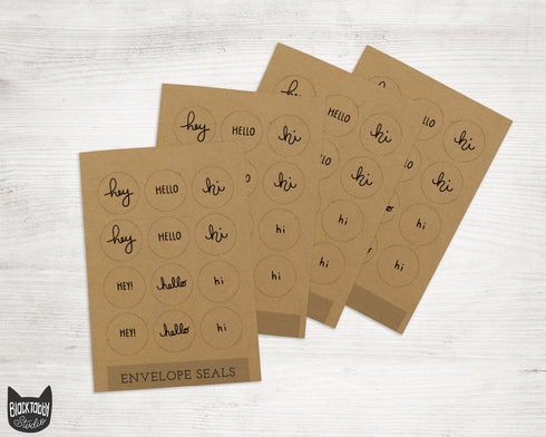 Kraft Hello - 48 Sticker Seals