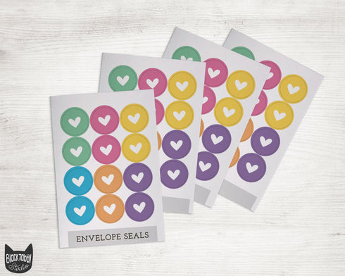 Rainbow Love Heart - 46 Sticker Seals