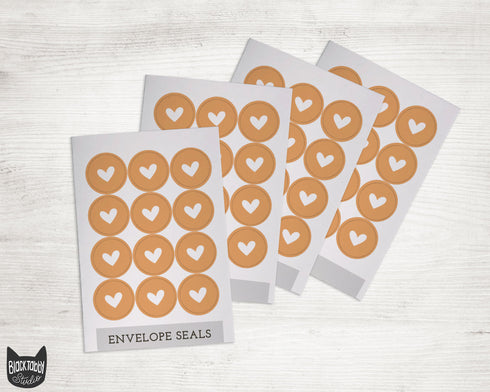 Orange Heart - 46 Sticker Seals