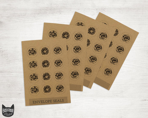 Kraft Flowers - 46 Sticker Seals