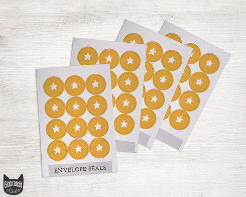 Golden Yellow Stars - 46 Sticker Seals
