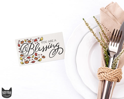 Fall Blessings Flat Table Place Cards - 48 Mini Notes