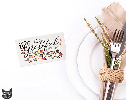 "Grateful for You" Flat Table Place Cards - 48 Mini Notes