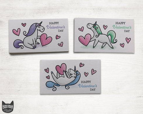 Playful Unicorns Valentine's Cards - 36 Exchange Cards