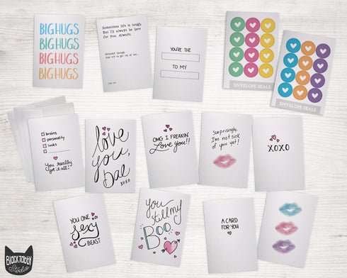 Sassy Love Notes Collection - 24 Greeting Cards & Envelopes with Seal Stickers