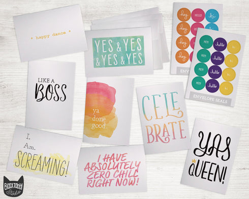 Funny & Sassy Congratulations Cards - 24 Note Cards with Envelopes & Sticker Seals