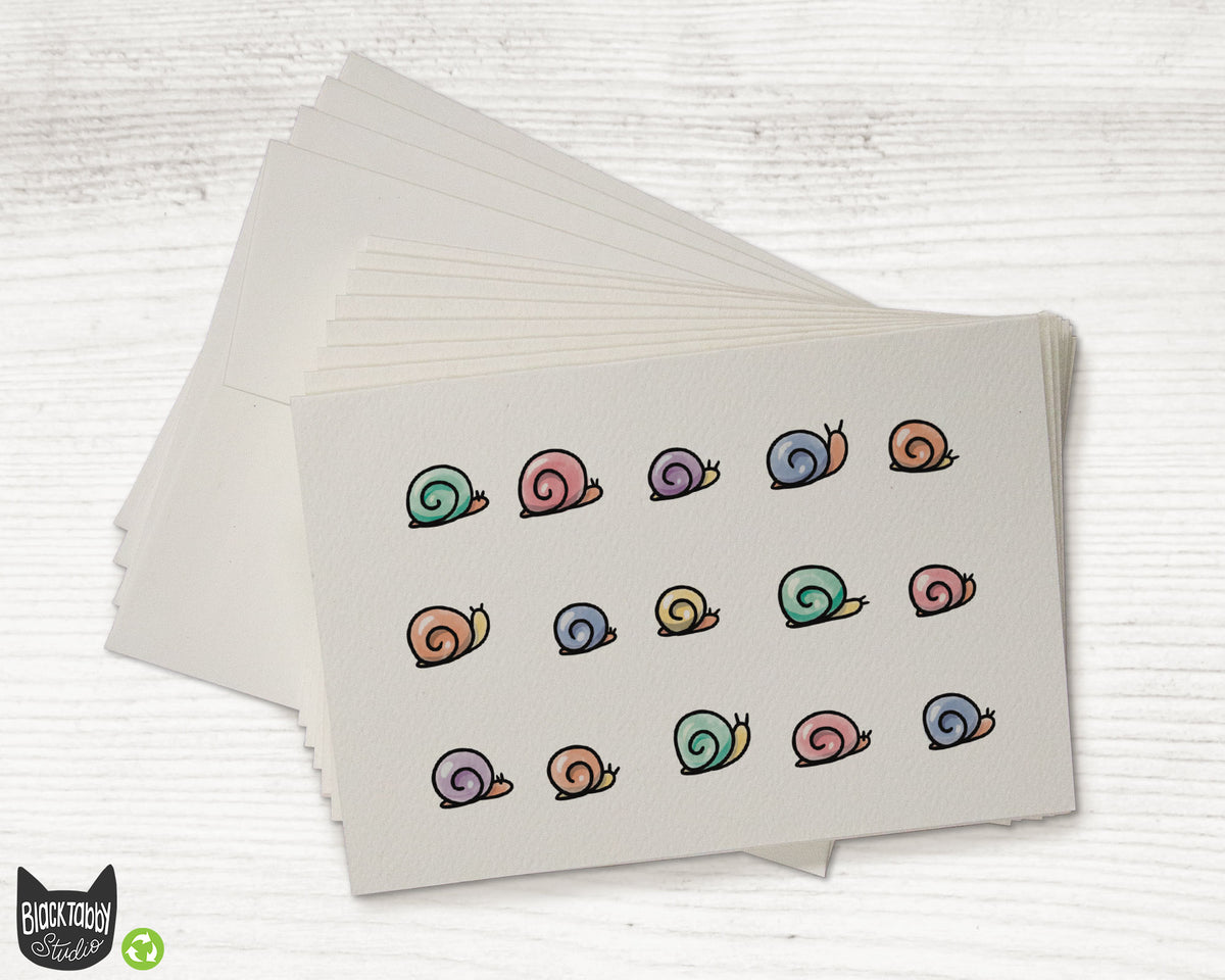 Snails Note Cards Set - 24 Pack with Envelopes – Black Tabby Studio